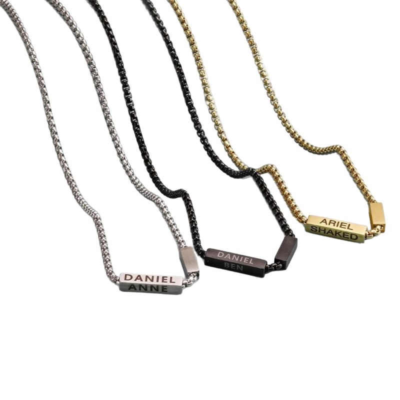 Engraved Dual Cuboid Necklace