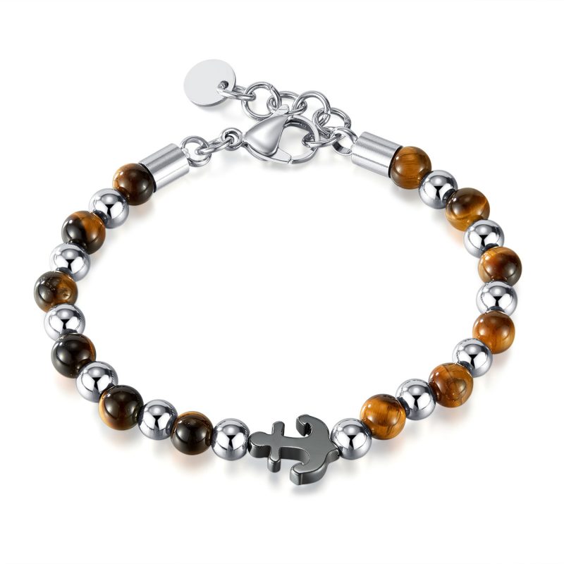 Tiger’s Eye Anchor Beaded Bracelet